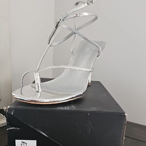Elegant Silver Strappy Heels